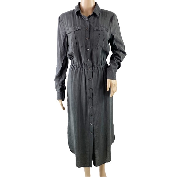 Maeve Anthropology grey long shirt dress size 8 - Picture 2 of 6